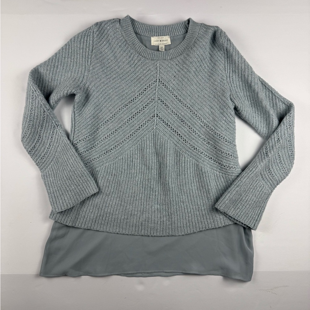 Lucky Brand layered Sweater gray with silver speckles great for holidays